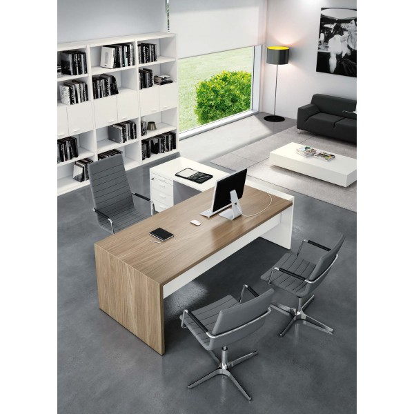 Manažerský pracovní stůl s pravým rohem a skříňkou T45